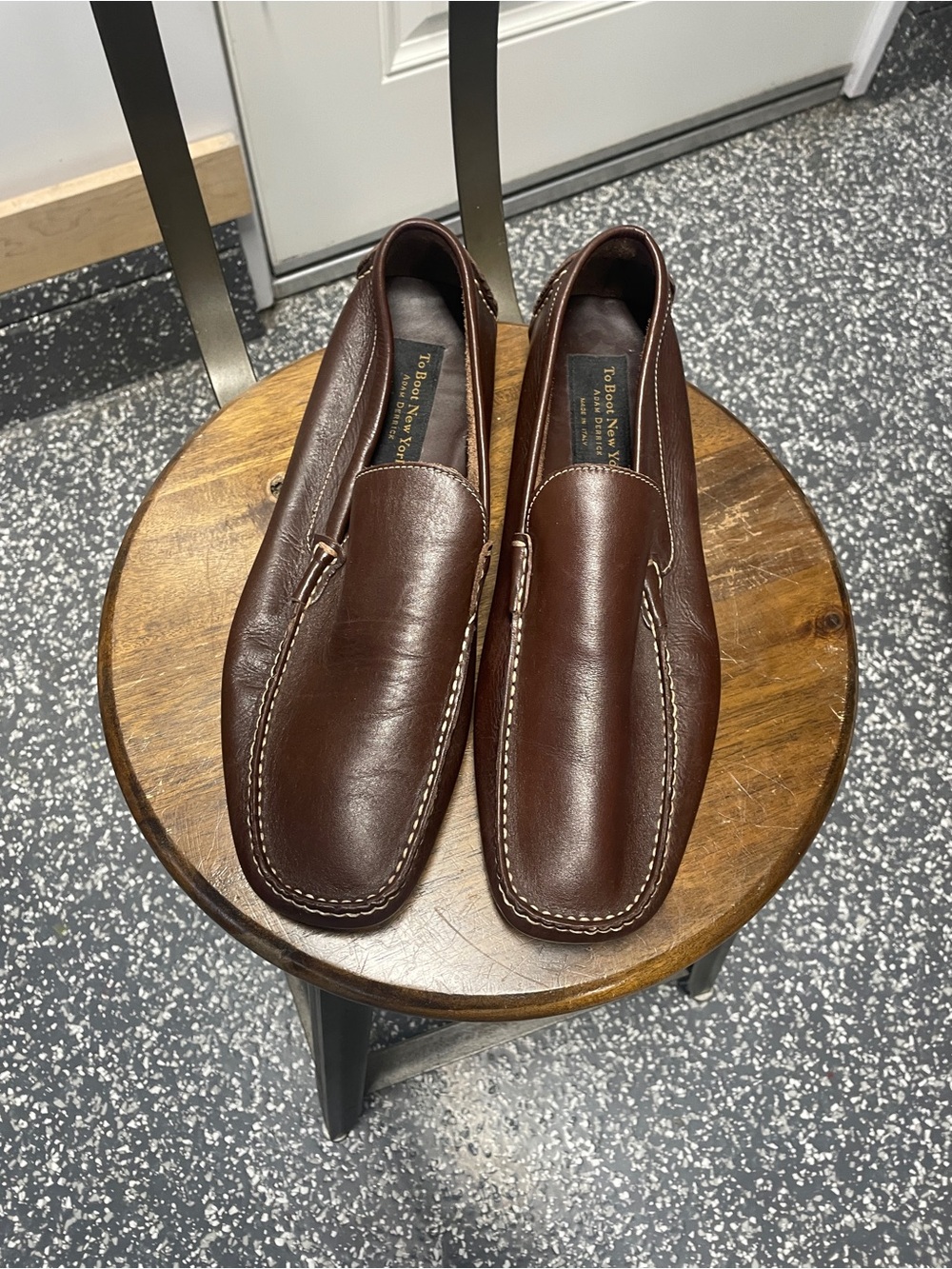 To Boot Brown Leather Moc Toe Slip-On Loafers, 13